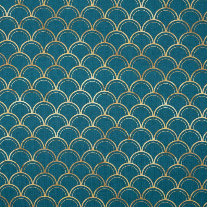 GOLDEN FISH SCALES pat. 2 (GOLDEN OCEAN) / sea blue - softshell