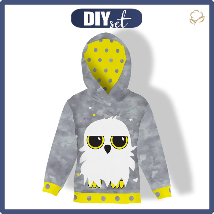 KID'S HOODIE (ALEX) - OWL CHRISTINA - looped knit fabric (122/128)