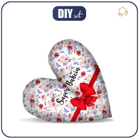 DECORATIVE PILLOW HEART - SUPER BABCIA / WATERCOLOR BOUQUET