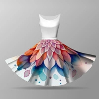 Mały panel na spódnicę z koła - KREPA - WATERCOLOR FLORAL WZ. 6