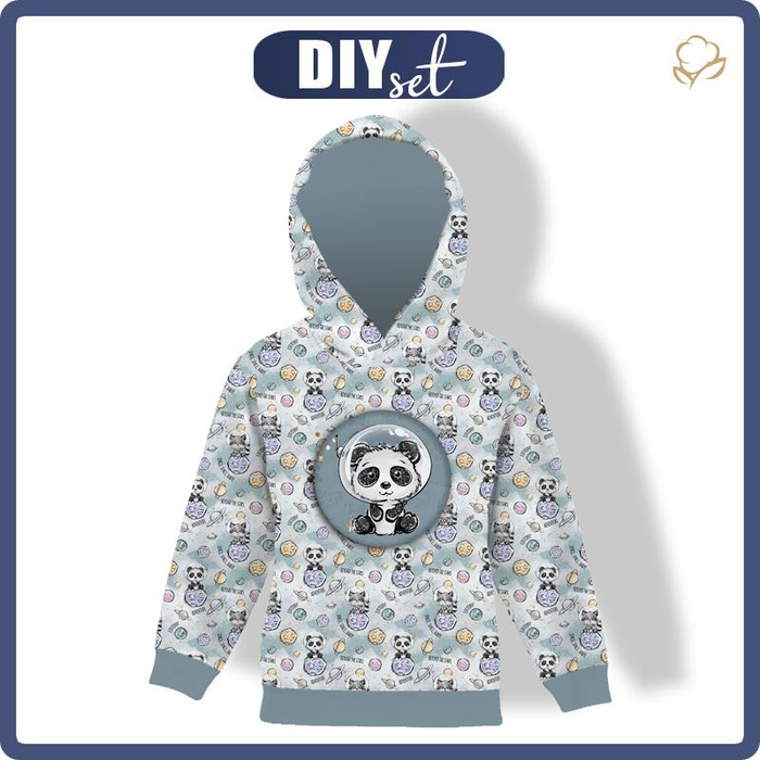 KID'S HOODIE (ALEX) - SPACE CUTIES pat. 12 (CUTIES IN THE SPACE) - looped knit fabric (110/116)