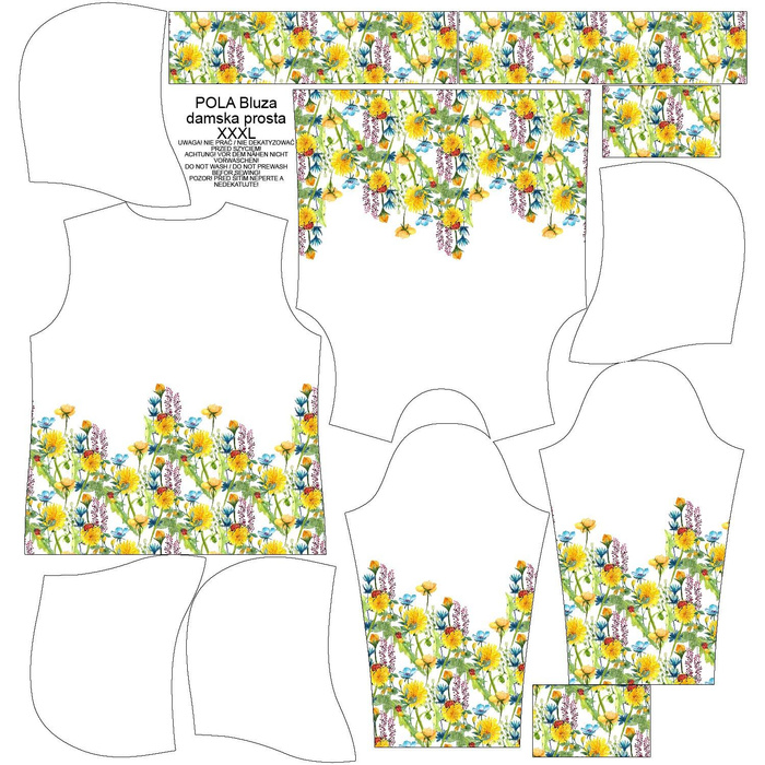 BLUZA DAMSKA (POLA) CLASSIC Z KAPTUREM - BIEDRONKI NA ŁĄCE (NA ŁĄCE) - dzianina pętelkowa XXXL