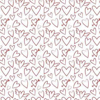 OKŘÍDLENÁ SRDCE / bílý (VALENTÝNSKÝ MIX) - Jersey viskózový