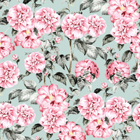 PINK PEONIES pat. 1 - Cotton woven fabric