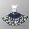 Small circle skirt panel - CREPE - DAISIES PAT. 2 / dark blue
