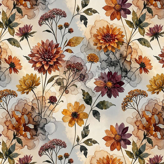 AUTUMN FLOWERS WZ. 27 - single jersey
