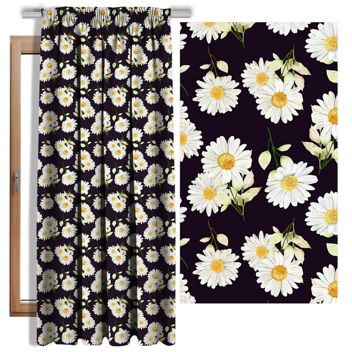 DAISIES PAT. 3 / black - quick-drying woven fabric