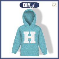 KID'S HOODIE (ALEX) - "H" / acid wash sea blue - sewing set