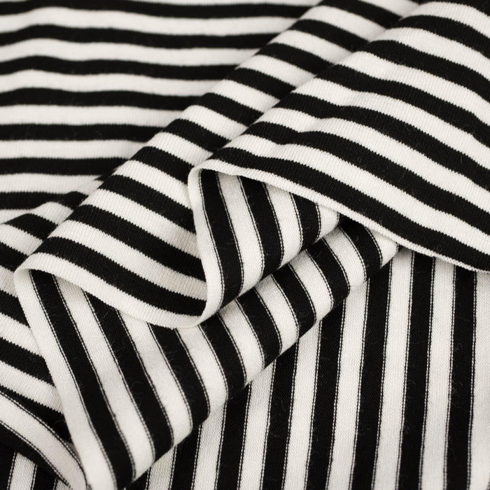 Viskose Jersey - STREIFEN WEIß / SCHWARZ 0,5cm x 0,5cm
