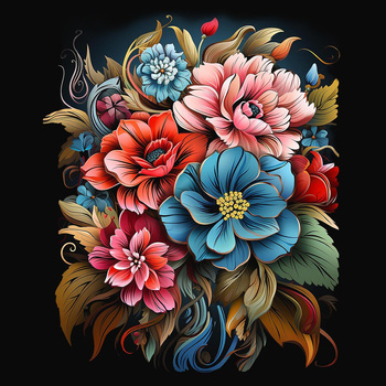 BOUQUET OF FLOWERS WZ.1 - PANEL (75cm x 80cm) dzianina drapana z elastanem ITY