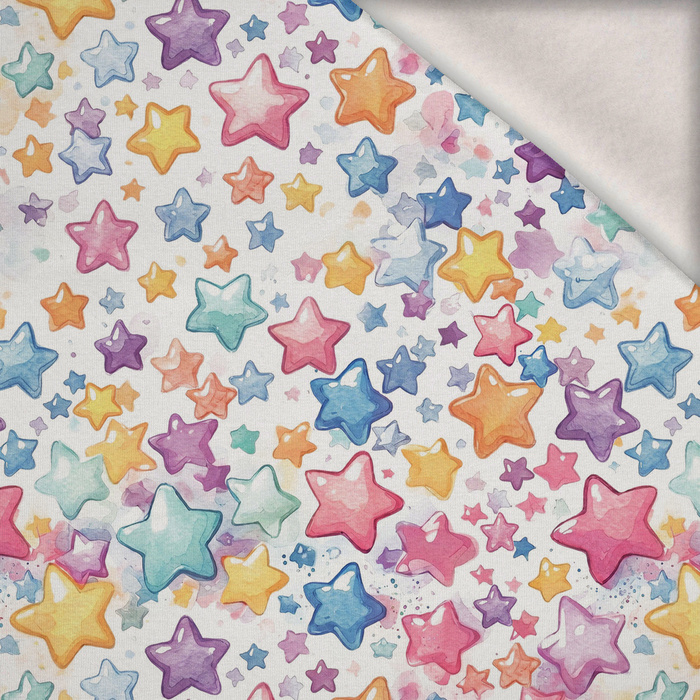 PASTEL STARS - teplákovina počesaná s elastanem ITY