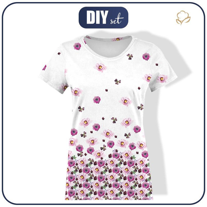 DAMEN T-SHIRT - BLUMEN UND KLEEBLÄTTER (AUF DER WIESE) - Single Jersey S
