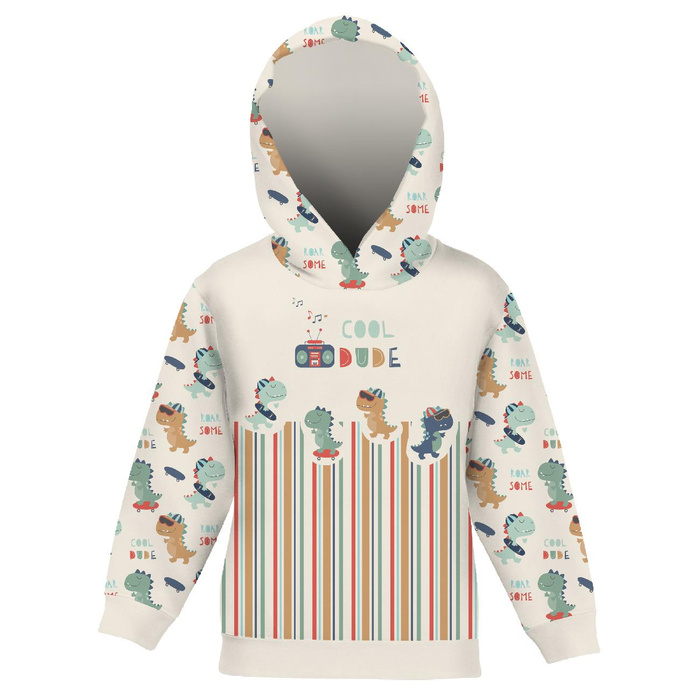 KID'S HOODIE (ALEX) - DINO / COOL DUDE - looped knit fabric (86/92)