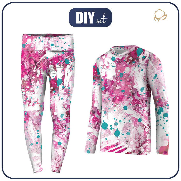 THERMO MÄDCHEN SET (NANCY) - PINK SPLATTER - Nähset 128
