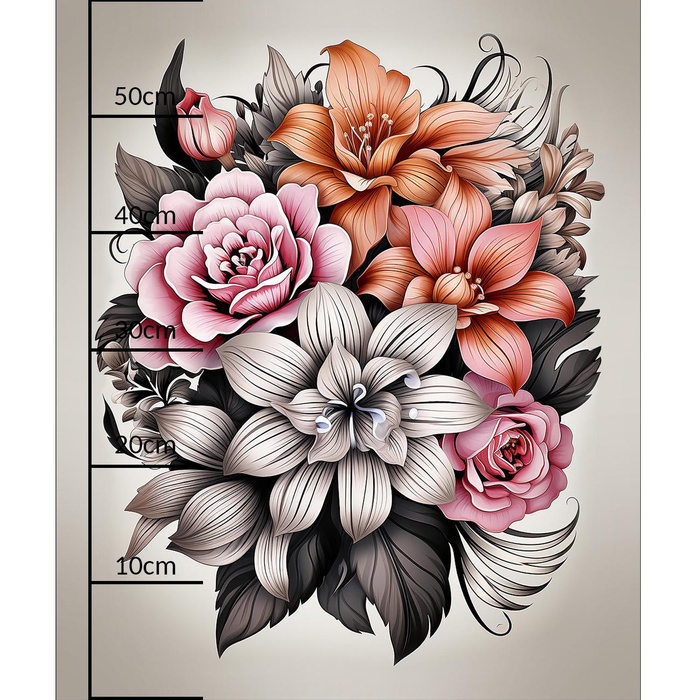 BOUQUET OF FLOWERS WZ.10 - panel (60cm x 50cm) brushed knitwear with elastane ITY