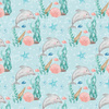 DOLPHINS pat. 2 (MAGICAL OCEAN) / aqua - single jersey with elastane 
