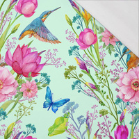 KINGFISHERS AND BUTTERFLIES (KINGFISHERS IN THE MEADOW) / mint - single jersey with elastane