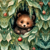 VINTAGE CHRISTMAS BEAR - PANEL (60cm x 50cm) tkanina wodoodporna