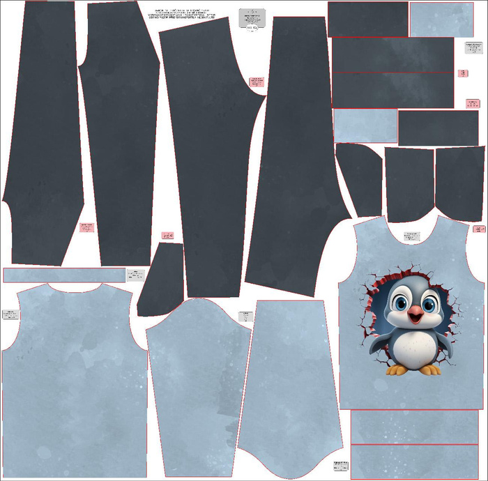 DRES DZIECIĘCY (MILAN) - HAPPY PENGUIN - zestaw do uszycia (134/140)