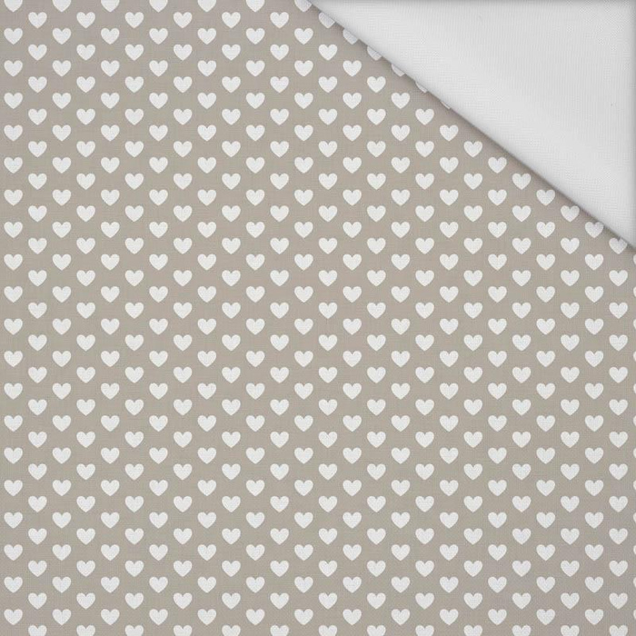 HEARTS / beige (VALENTINE'S HEARTS) - Waterproof woven fabric