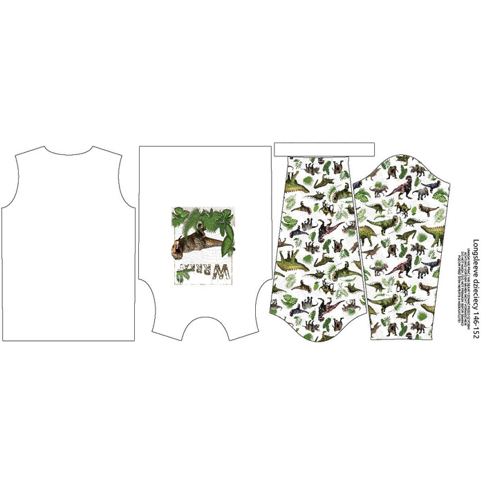 LONGSLEEVE - DINO ROSTLINY - single jersey (98/104)