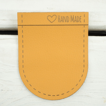 Big pocket from leatherette rounded "Hand Made" -  honey