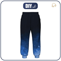 JOGGERY DZIECIĘCE (ROBIN) - KLEKSY (classic blue) / czarny - zestaw do uszycia (158/164)