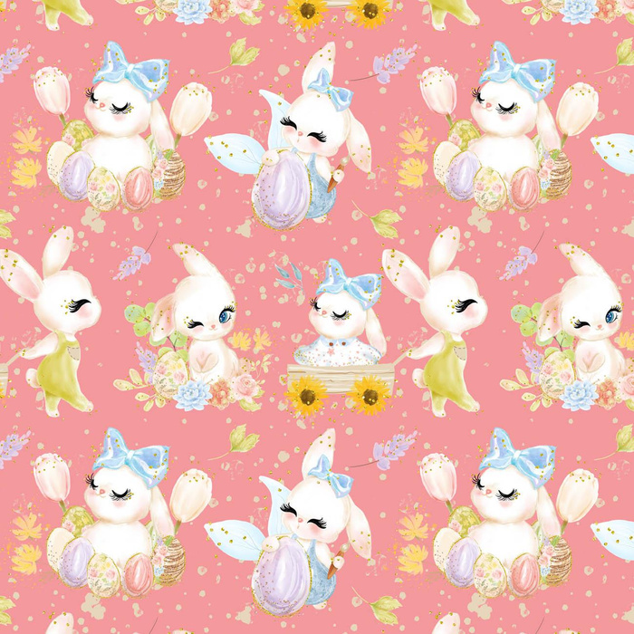 BUNNIES MIX (CUTE BUNNIES) - single jersey with elastane 