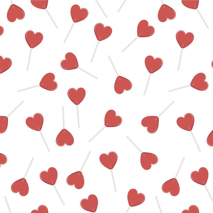 HEARTS (LOLLIPOPS) / white (BEARS IN LOVE) - Cotton woven fabric