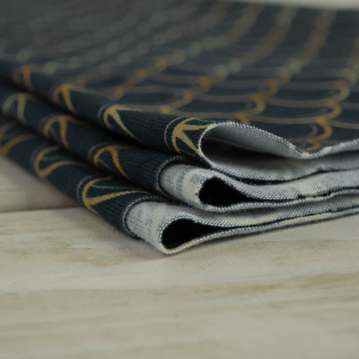 GOLDEN FISH SCALES pat. 2 (GOLDEN OCEAN) / dark blue - single jersey