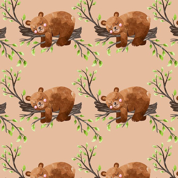 SLEEPING BEARS (BEARS AND BUTTERFLIES) - Waterproof woven fabric