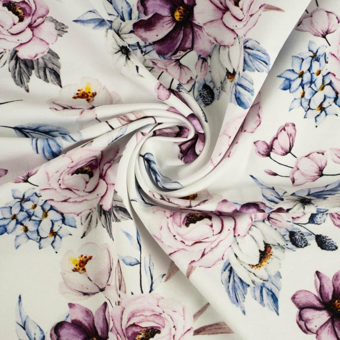 WATERCOLOR BOUQUET Pat. 2 - Cotton woven fabric