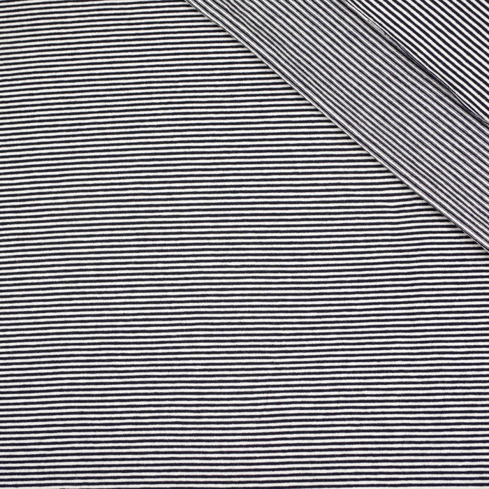 PRUHY TMAVĚ MODRÁ / BÍLÁ 0,2 cm x 0,2 cm - VISCOSE JERSEY