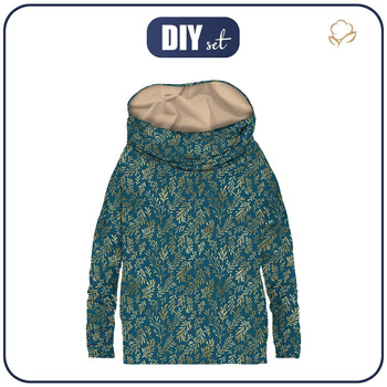 BLUZA DAMSKA (FURIA) NIETOPERZ Z KOMINEM - ZŁOTE KORALOWCE (ZŁOTY OCEAN) / morski -  dzianina pętelkowa  L