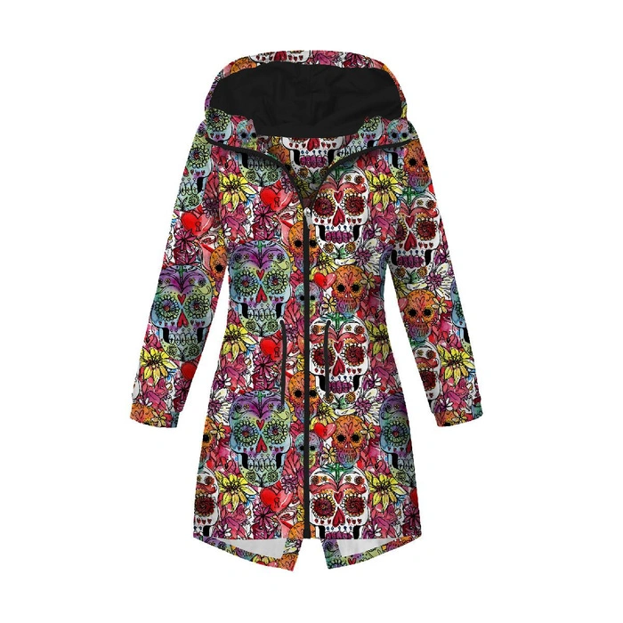 DAMENPARKA (ANNA) - TOTENKÖPFE Ms. 4 / bunt (DIA DE LOS MUERTOS) - Softshell XXL