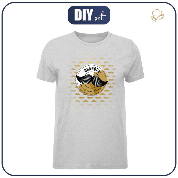 T-SHIRT MĘSKI - GRANDPA KNOWS EVERYTHING / wąsy - single jersey XXL