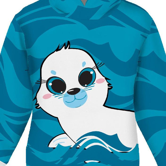 KID'S HOODIE (ALEX) - SEAL RENIA - looped knit fabric (122/128)