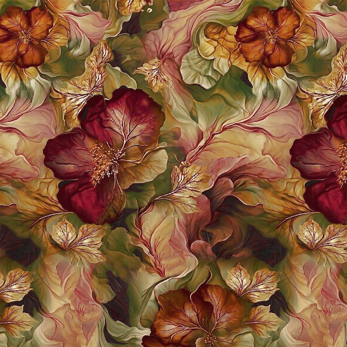 AUTUMN FLOWERS WZ. 23 - lekka dzianina drapana