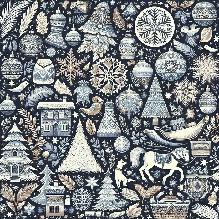 Vintage Christmas wz.25 - Cotton woven fabric