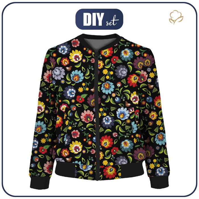 DAMEN BOMBERJACKE (KAMA) - LOWICZ FOLKLORE / schwarz - Nähset