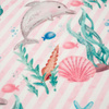 DOLPHINS / STRIPES (MAGICAL OCEAN) / pink - Cotton woven fabric