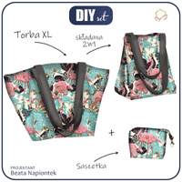 XL Tasche mit Utensilientasche 2 in 1 - FLAMINGOS UND MONSTERAS - Nähset