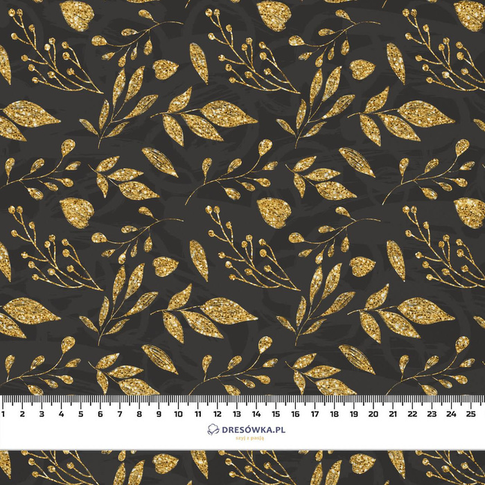 LEAVES pat. 11 (gold) / black  - Crepe