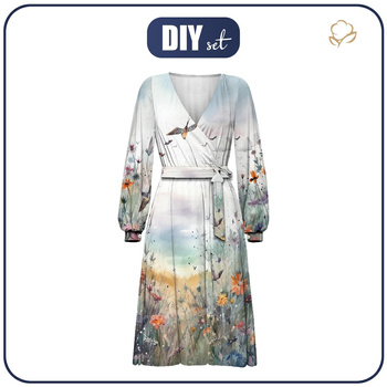 WRAP MIDI DRESS (BIANCA) - MAGIC MEADOW wz. 2 - sewing set S