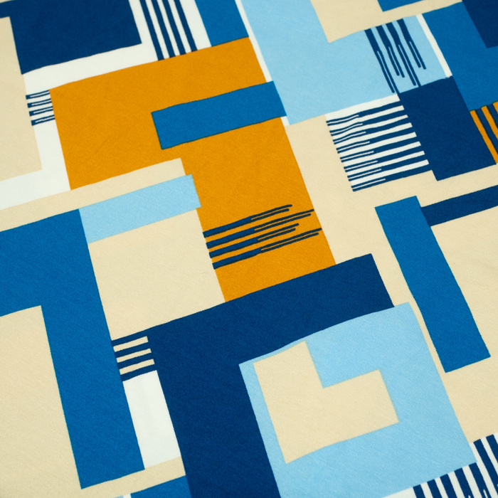 Viskose-Jersey - Retro Honey & Blue wz.1