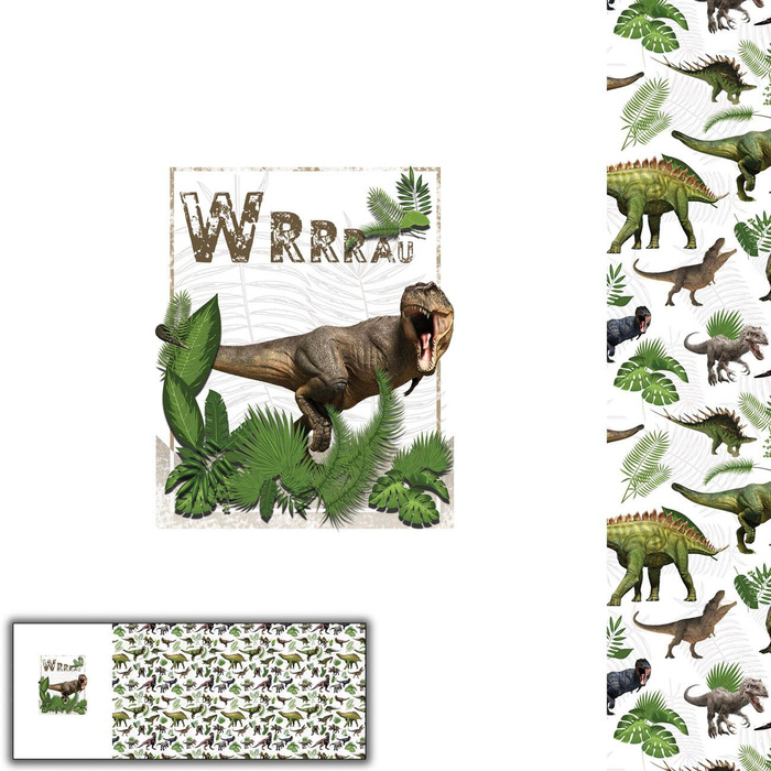 DINO PLANTS / white -  panel,Viscose jersey