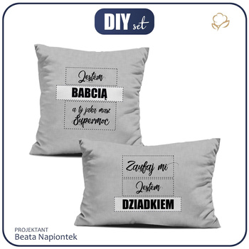 DECORATIVE PILOWS - Jestem Babcią a jaką TY masz Supermoc?/ grey