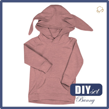 BLUZA DZIECIĘCA BUNNY (PARIS) - MELANŻ RÓŻ KWARCOWY - zestaw do uszycia