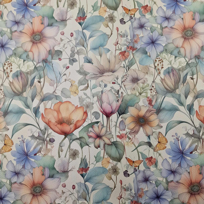 40cm PASTEL FLOWERS WZ.12 - dickes geprägtes Kunstleder