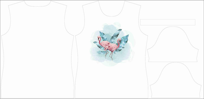 DAMEN T-SHIRT - FLAMINGOS Ms. 2 - Single Jersey